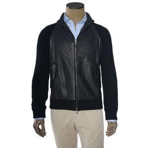 Manrico Cashmere Zip-Up Leather Panel Jacket